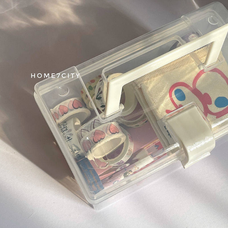 手提整理盒简约ins收纳盒透明药箱学生宿舍无印风防尘多功能药盒,淘宝优惠券,粉丝福利购,淘宝优惠卷