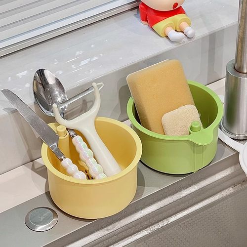 水槽沥水篮挂袋水龙头洗碗海绵收纳置物架厨房用品水池免打孔挂篮 - 图0