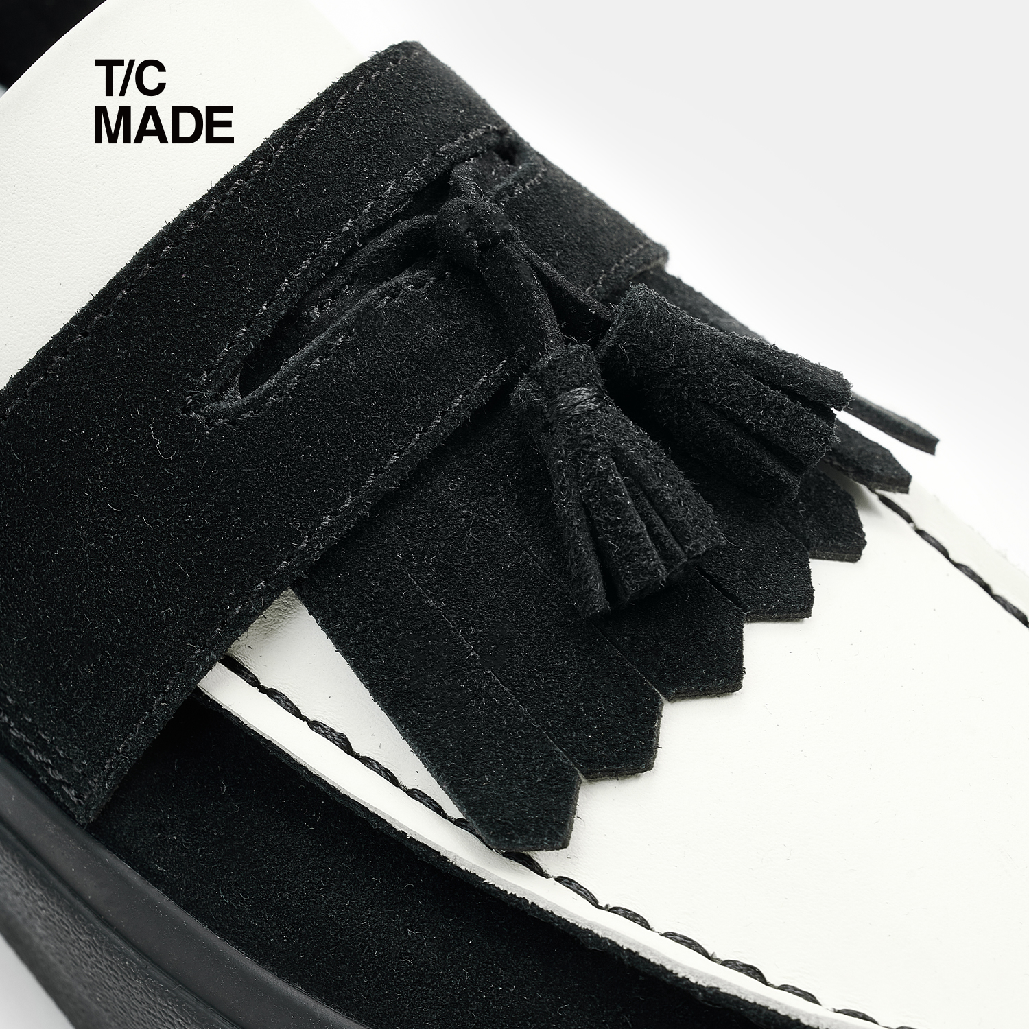 TCMADE 25AW乐福低帮硫化鞋 一脚蹬老钱风厚底增高休闲翻毛牛皮鞋 - 图3