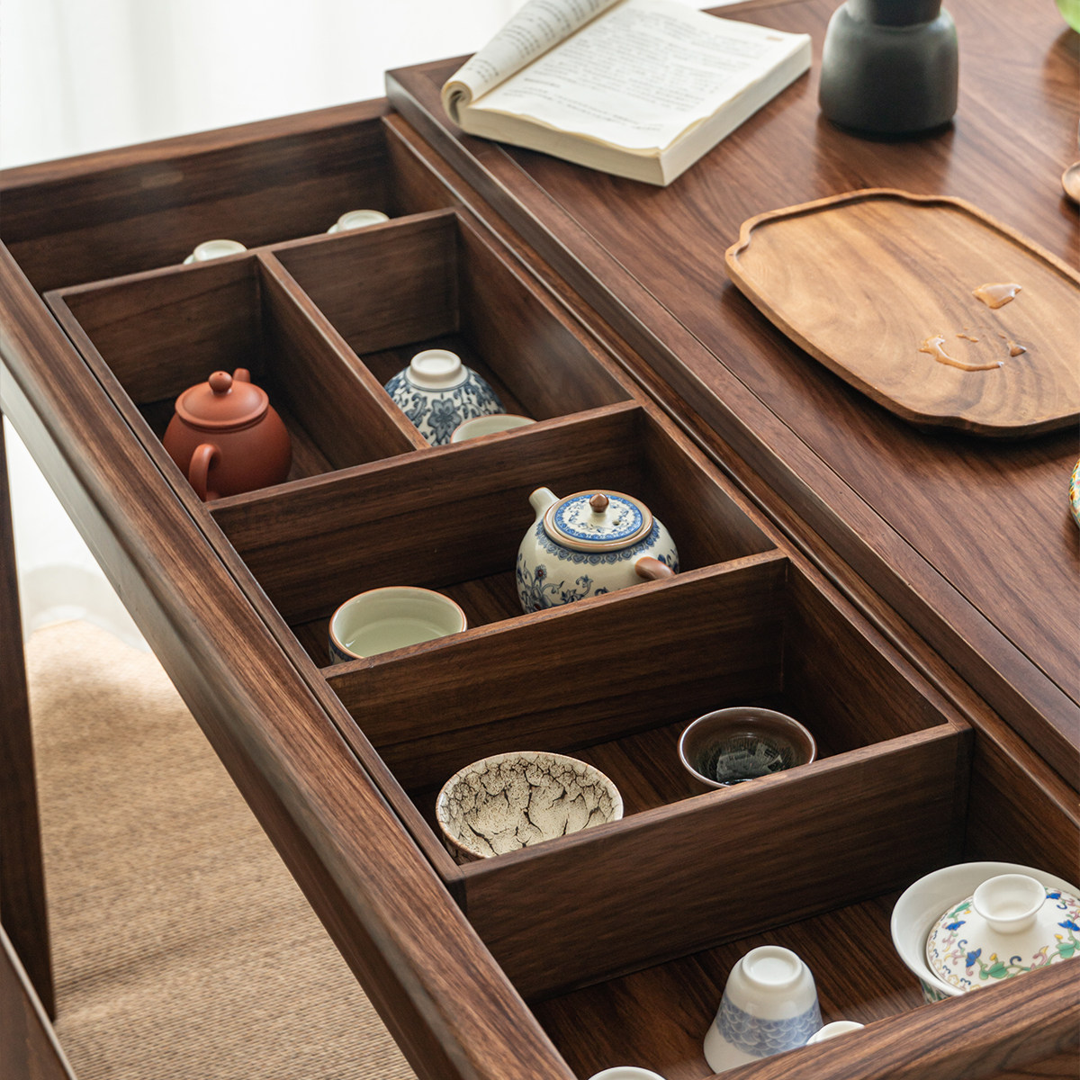 观见2025新款小户型家用阳台实木茶桌泡茶台茶几小型单人桌新中式,淘宝优惠券,粉丝福利购,淘宝优惠卷