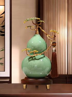 葫芦摆件新中式客厅酒柜玄关装饰品乔迁新居礼品送领导长辈工艺礼