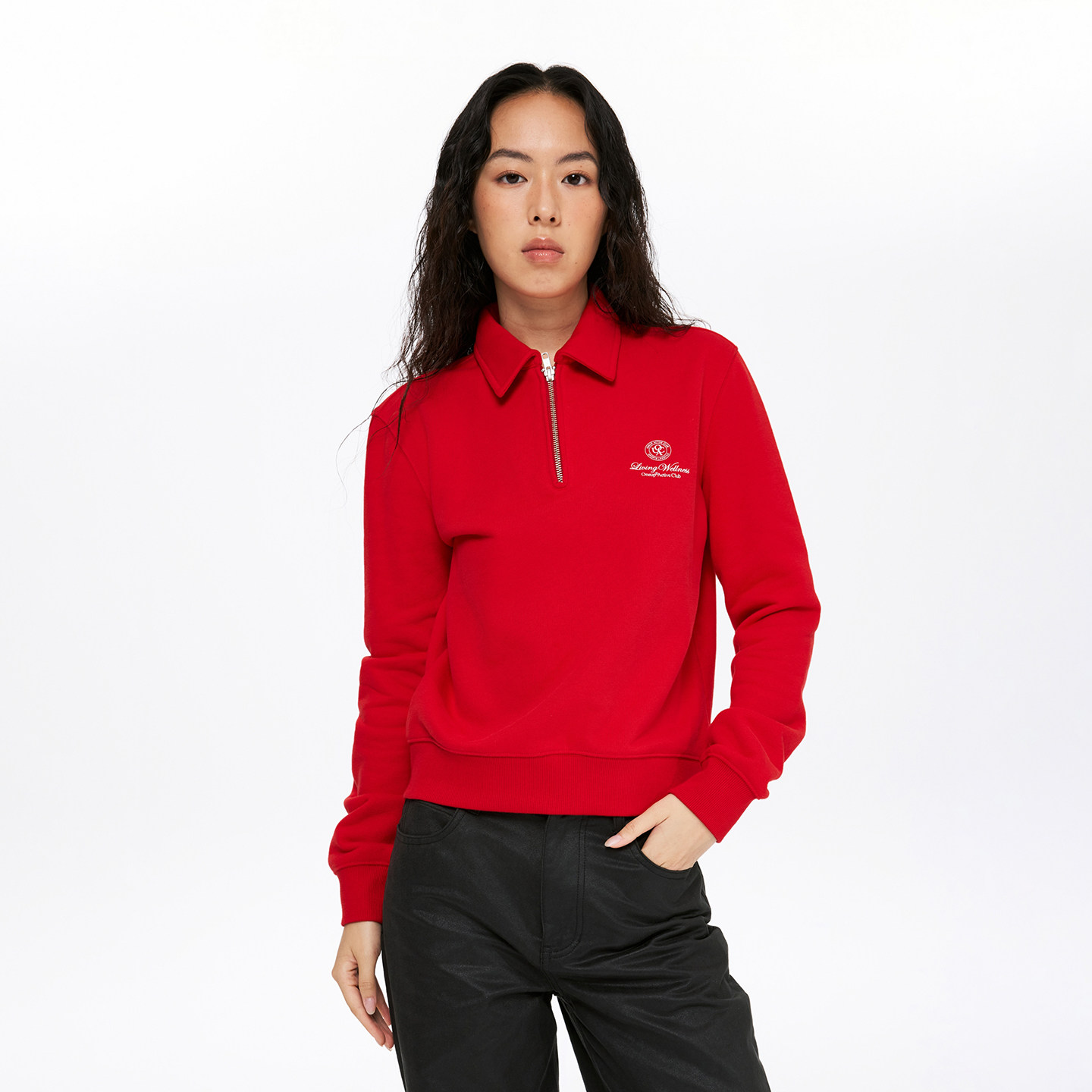 oneup半拉链短款卫衣外套女秋季小个子宽松长袖美式翻领polo衫,淘宝优惠券,粉丝福利购,淘宝优惠卷