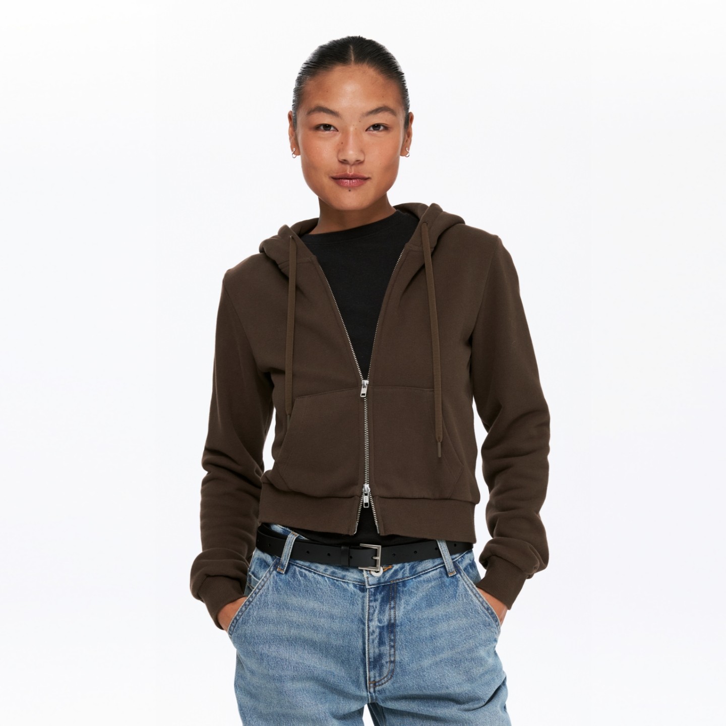 oneup美式短款连帽卫衣外套女秋冬季小个子修身帽衫运动拉链开衫,淘宝优惠券,粉丝福利购,淘宝优惠卷