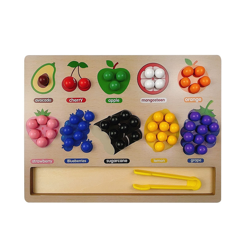 蒙氏夹珠子玩具游戏镊子早教水果颜色认知精细动作专注力训练教具 - 图3