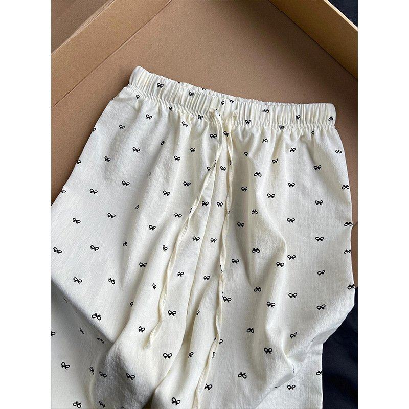 奶白色薄款裤子女春夏松弛垂感蝴蝶结宽松直筒阔腿防晒山本休闲裤,淘宝优惠券,粉丝福利购,淘宝优惠卷
