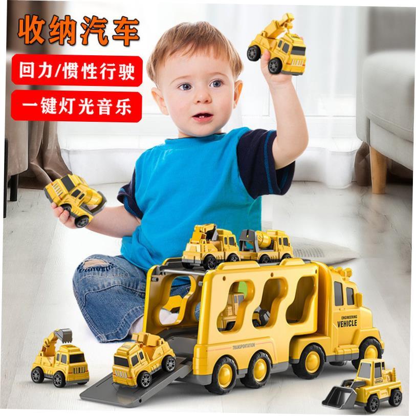TEMI Diecast Carrier Truck Toys Cars Engineering Vehicles - 图0
