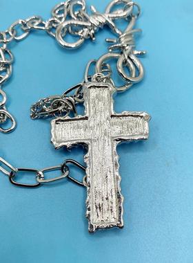 Cross pendant necklace women欧美珍珠项链暗黑十字吊坠锁骨链