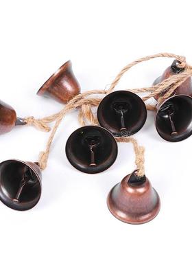 欧美热销麻绳圣诞铃铛串复古喇叭铃铛挂件节日壁挂铁艺喇叭铃风铃