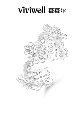 VIVIWELL鸢尾花拉丝轻奢戒指