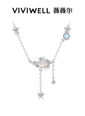 VIVIWELL月光石蝴蝶S925银项链