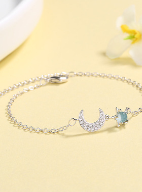 lolita手链蓝色星星月亮唯美手环