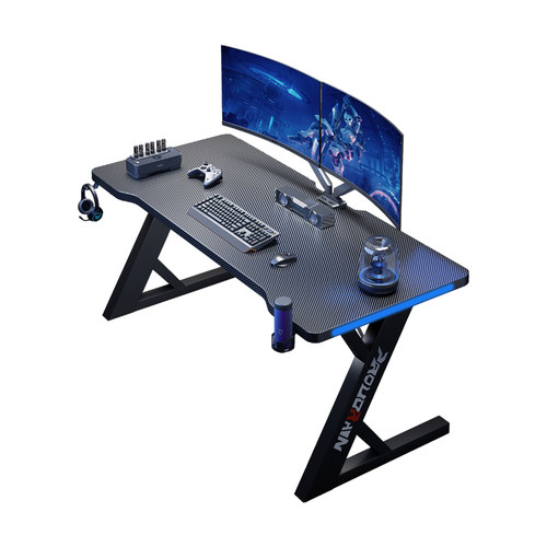 实木电脑桌碳纤维加厚办公桌卧室家用电竞桌椅套装网吧游戏电竞桌 - 图3