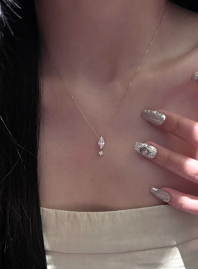 轻奢项链 细闪水滴项链新款颈链韩系网红轻奢小众高级感锁骨链