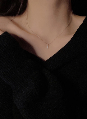 一字吊坠气质细项链女简约精致锁骨链小众高级感
