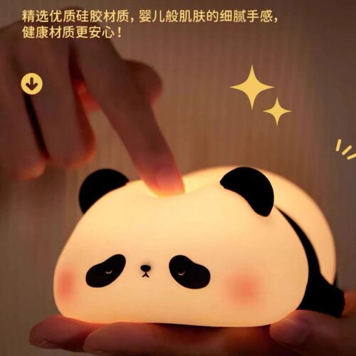 可爱熊猫小夜灯卧室婴儿夜间喂奶护眼睡眠灯床头充电硅胶台灯礼物 - 图2