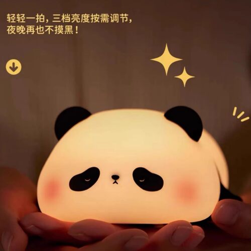可爱熊猫小夜灯卧室婴儿夜间喂奶护眼睡眠灯床头充电硅胶台灯礼物 - 图0