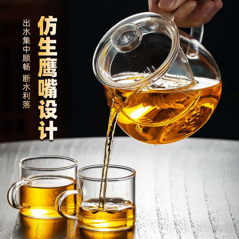 玻璃茶壶泡茶家用加厚耐高温泡茶壶新款办公室茶水分离过滤养生壶 - 图2