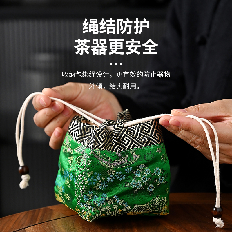 户外旅行茶具收纳袋手工棉麻布袋随身主人小茶杯套建盏茶玩便携包
