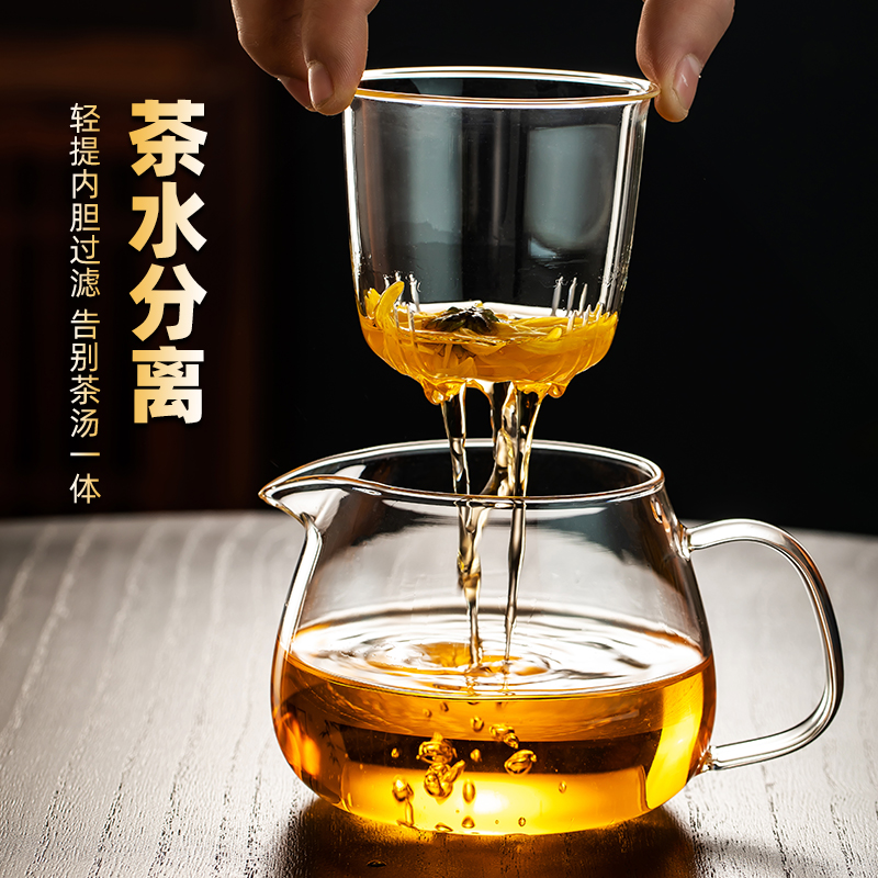 玻璃茶壶泡茶家用加厚耐高温泡茶壶新款办公室茶水分离过滤养生壶 - 图0