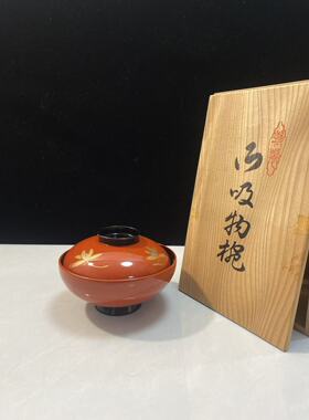 日本回流中古漆器实木树脂胎木粉胎沈金堆金莳绘盖碗面碗饭碗对碗