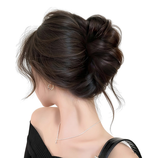 花苞头发圈盘发女自然龙须丸子头发量少扎发神器千金高颅顶发包发