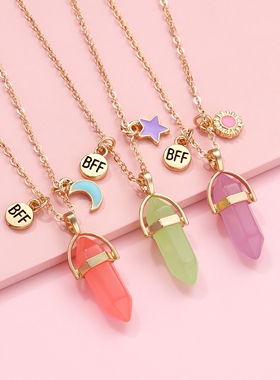 可发光夜光项链儿童女童小女孩闺蜜三人BFF好朋友学生党生日礼物