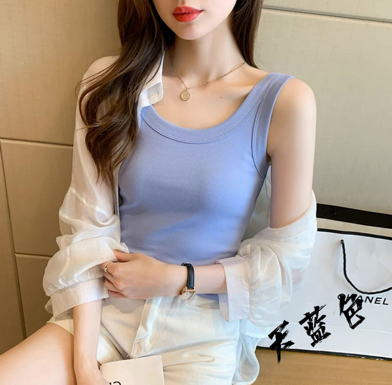 【2023】糖果色吊带背心女夏外穿新款韩版内搭修身无袖上衣早秋小_Ada潮牌穿搭_女装_女士精品-第4张图片-提都小院