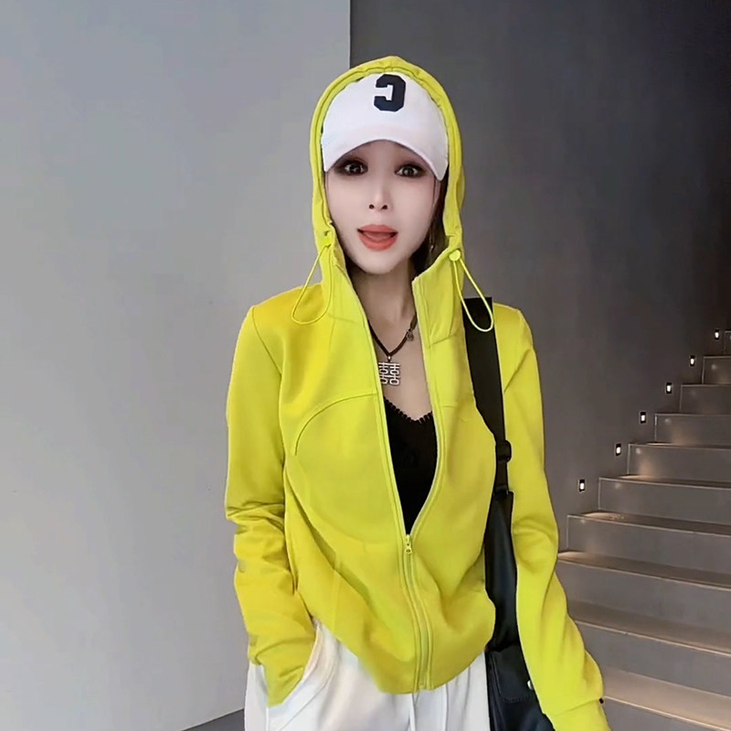 欧货高弹防晒衫外套女夏洋气连帽抽绳拉链户外运动旅游防晒服上衣,淘宝优惠券,粉丝福利购,淘宝优惠卷