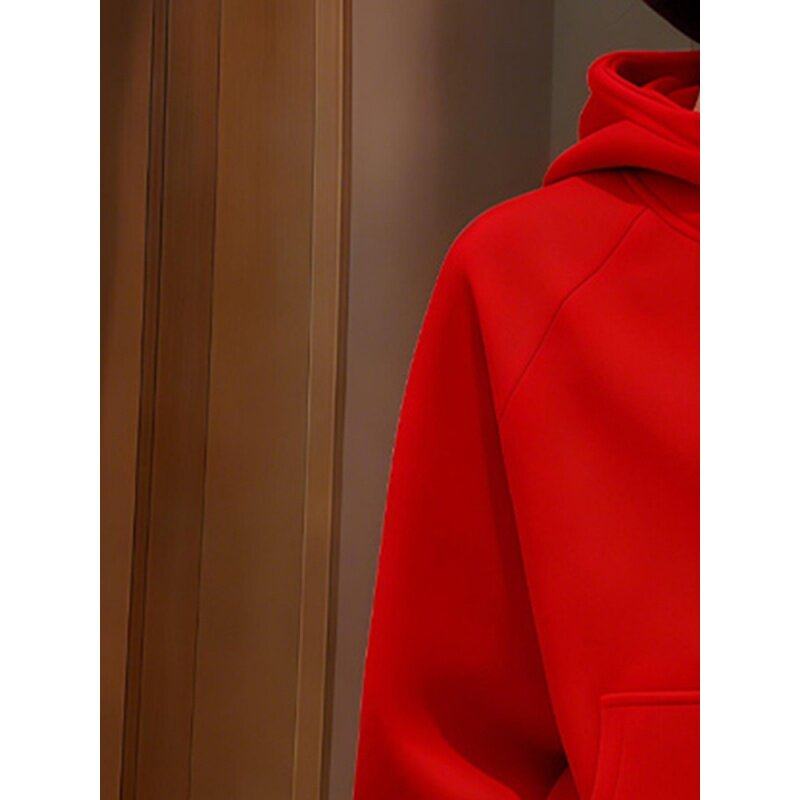 红乔花月~修身显瘦红色半拉链连帽内搭打底衫女秋季高级感长袖T恤,淘宝优惠券,粉丝福利购,淘宝优惠卷