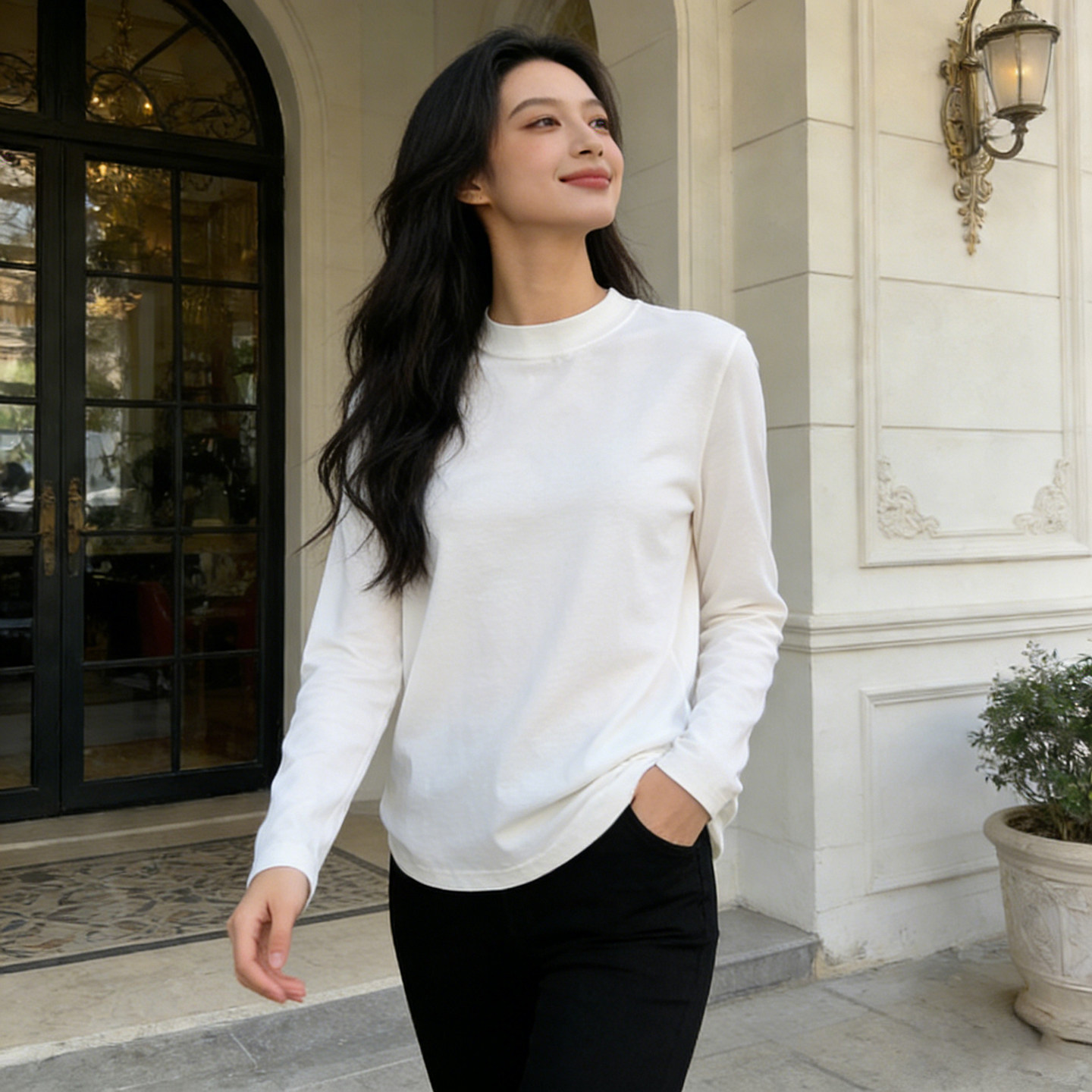 新款修身百搭t恤女2026年春季女士舒适百搭复古纯色内搭打底衫潮,淘宝优惠券,粉丝福利购,淘宝优惠卷