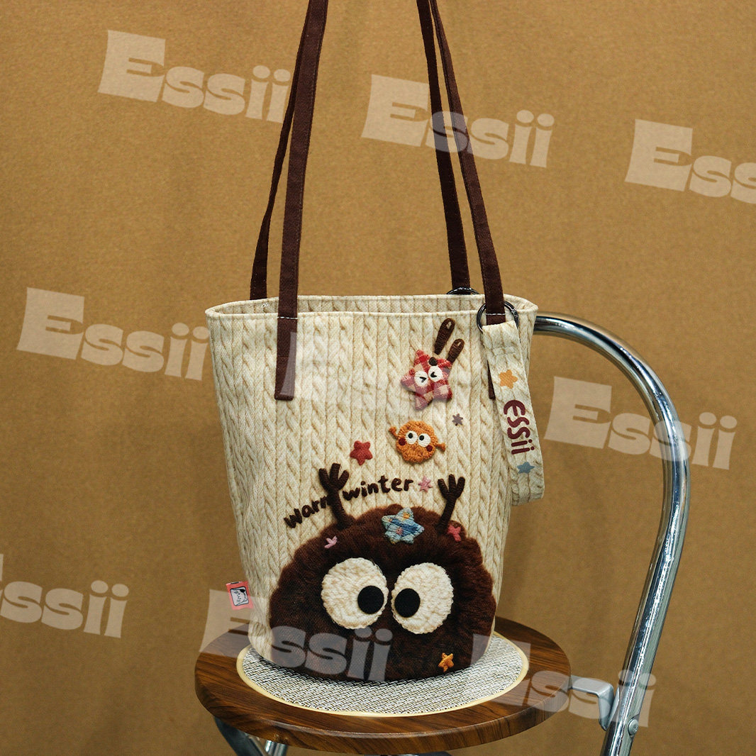 完美款款可爱绒毛煤球原创可爱印花单肩可斜挎长水桶女士帆布包包,淘宝优惠券,粉丝福利购,淘宝优惠卷