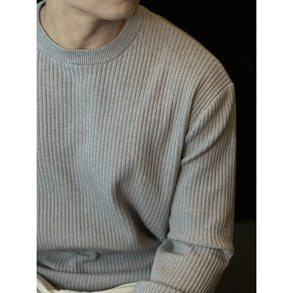 简素Design条纹毛衣男休闲简约长袖打底T恤弹力基础纯色针织衫秋,淘宝优惠券,粉丝福利购,淘宝优惠卷