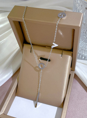 【通体钛钢】LOVE极简风情侣炉内真金项链女ins网红锁骨链配饰品