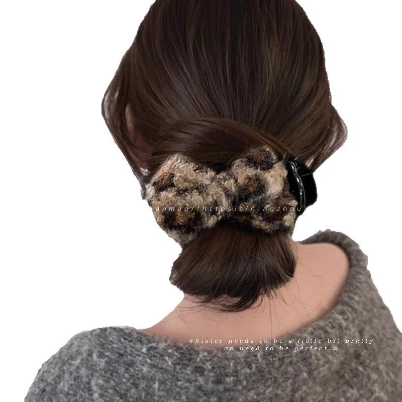 秋冬美拉德豹纹花朵蝴蝶结发夹头饰丸子头抓夹鲨鱼夹高级感发卡女,淘宝优惠券,粉丝福利购,淘宝优惠卷