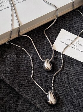 极简风水滴项链女轻奢百搭秋冬长款卫衣毛衣链休闲气质配饰品批发