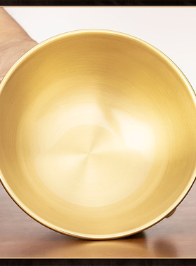 加厚铜碗纯铜供水碗光面金饭碗家用佛前供水斋碗金碗佛具用品油碗