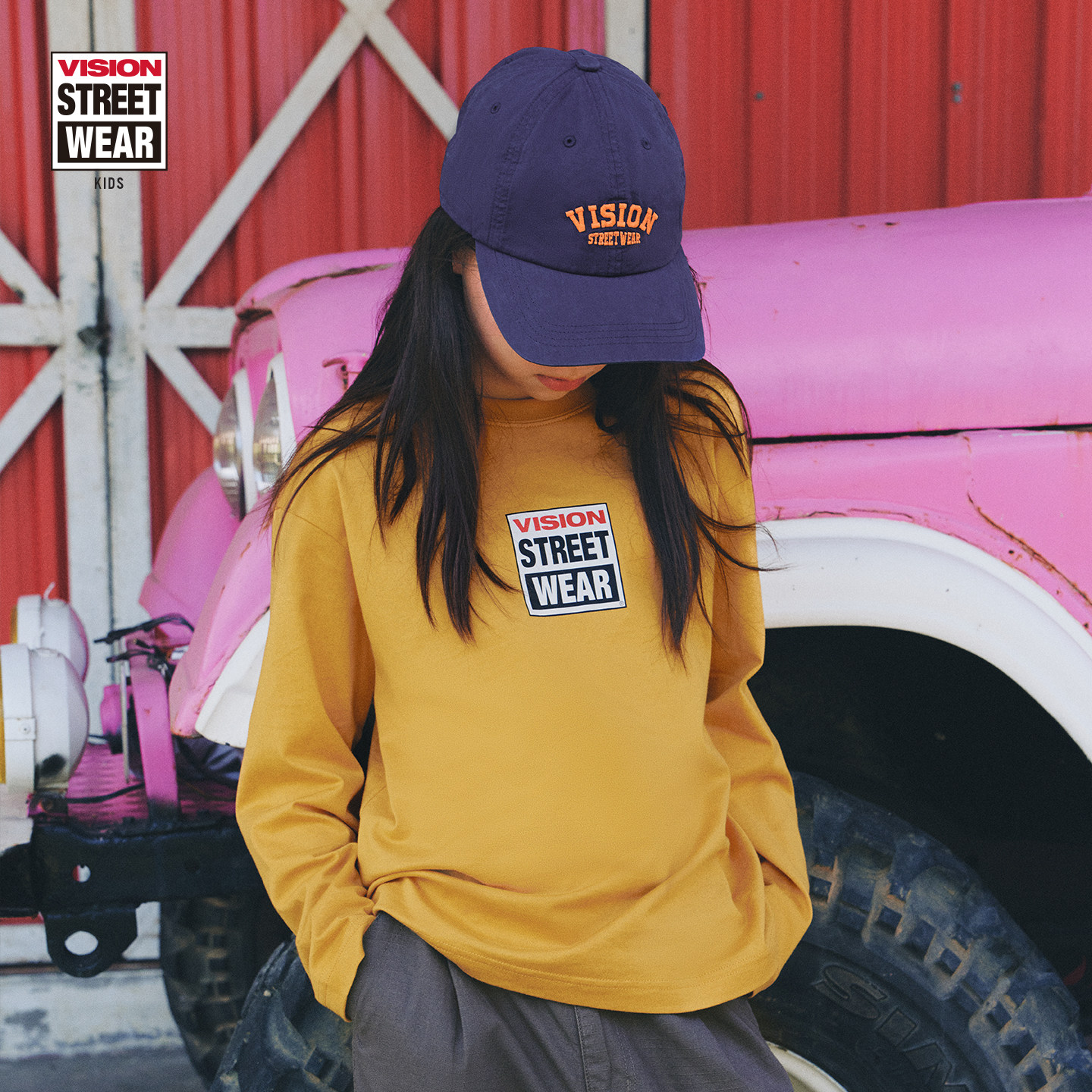 VISION KIDS 美式复古经典BOX LOGO三色圆领长袖T恤男女童装秋冬,淘宝优惠券,粉丝福利购,淘宝优惠卷