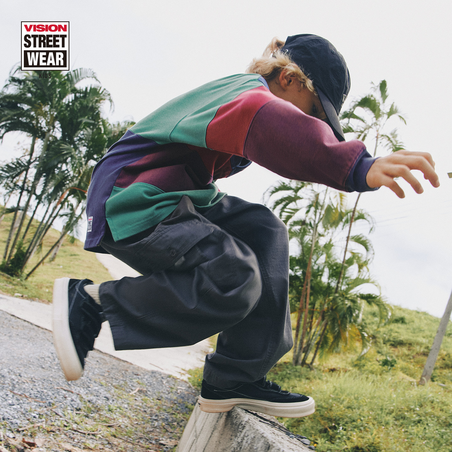 VISION童装  美式复古宽松拼色长袖POLO衫T恤男女儿童26春季新款,淘宝优惠券,粉丝福利购,淘宝优惠卷