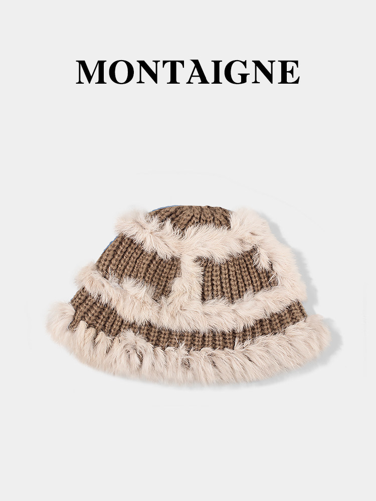 法国Montaigne/蒙田代购大头围毛线帽子女秋冬真兔毛针织帽渔夫帽,淘宝优惠券,粉丝福利购,淘宝优惠卷