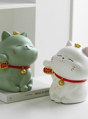 招财猫餐巾纸巾盒客厅茶几轻奢抽纸盒简约可爱设计感家居装饰摆件