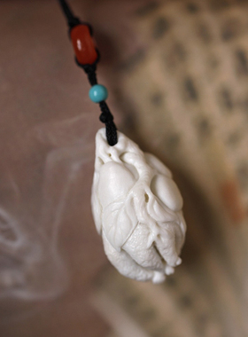 濮暹猛犸象牙雕鹿角佛手吊坠