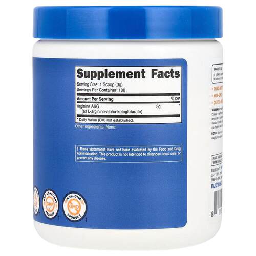 Nutricost,Arginine AKG，原味，10.7 盎司（300 克） - 图0