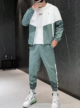 Dropshipping Patchwork Hip Hop Casual Men's Sets 2021 Ko