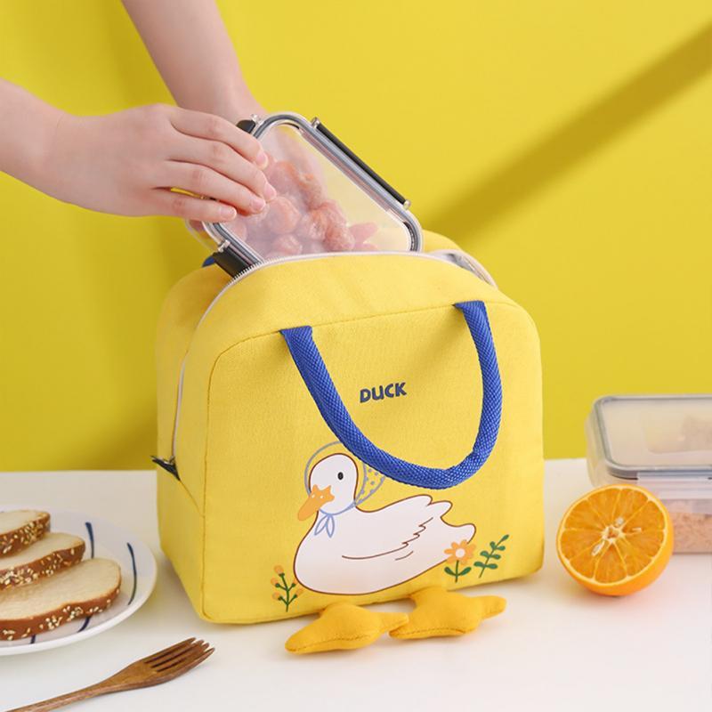 Cute Little Yellow Duck Lunch Bag Cartoon Fashion Canvas - 图1