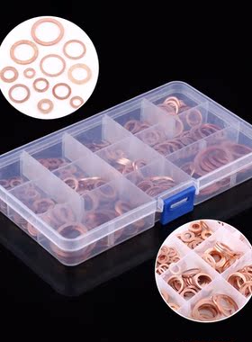 280pcs Assorted Copper Washer Gasket Set Flat Ring Seal Asso