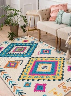 Casual Bohemian Carpet Color Geometric Ethnic Style Floor