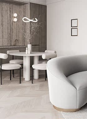 Nordic Dining Chairs for Kitchen Round Backrest Chair