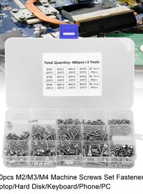 480pcs M2 M3 M4 Machine Screws Nuts Set Screws Bolts Nut Fas