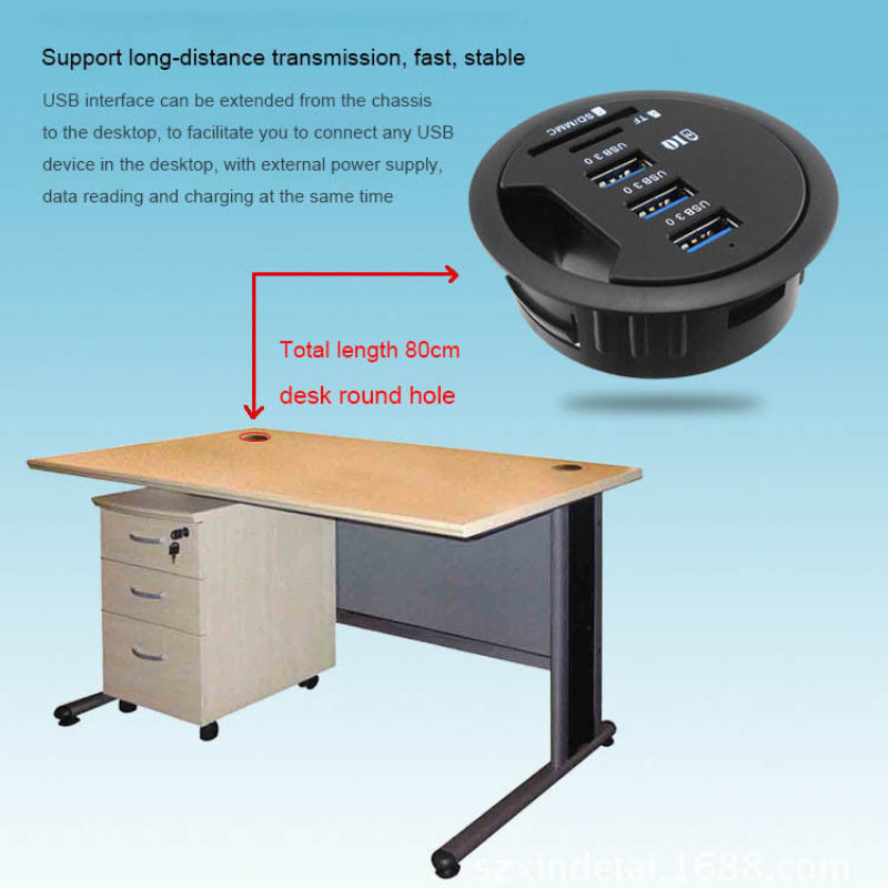 In-Desk USB Hub 3 Port USB 3.0 charger with 2 Slot,SD / Micr - 图3