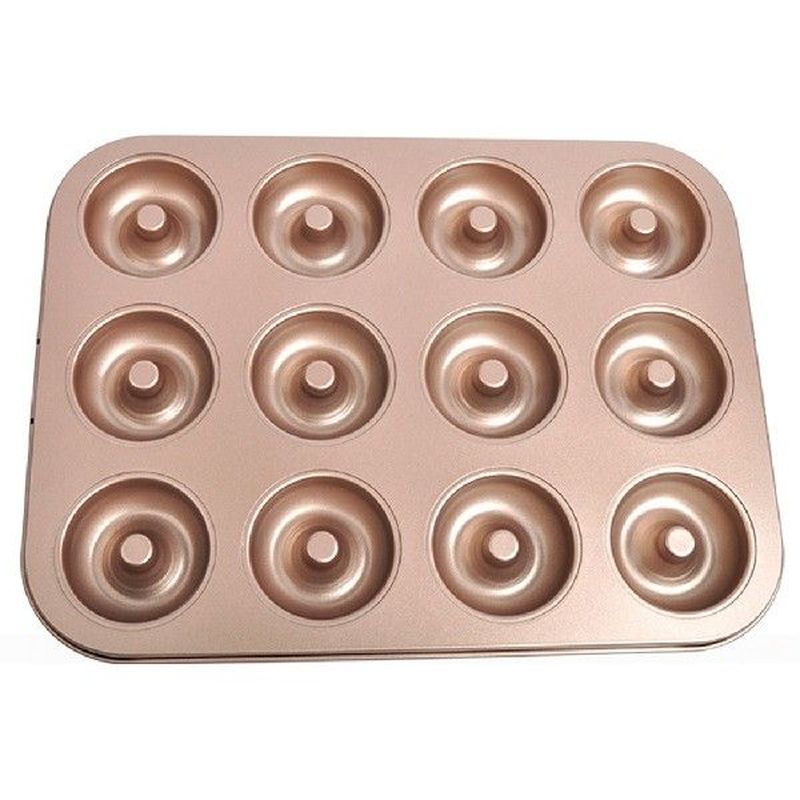 12 Holes Donut Pan Carbon Steel Doughnut Baking Tray - 图0